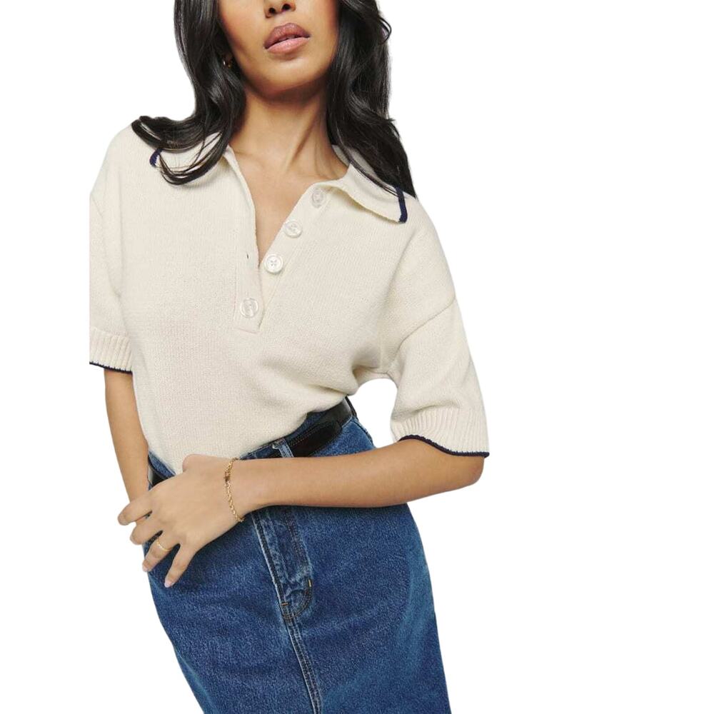 Reformation Pepito Cotton Collared Sweater - M